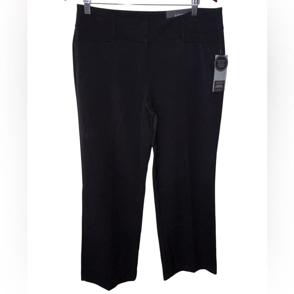 Apt. 9 Black Mid Rise Wide Leg Dress Pants Size 12 Shaping Solution